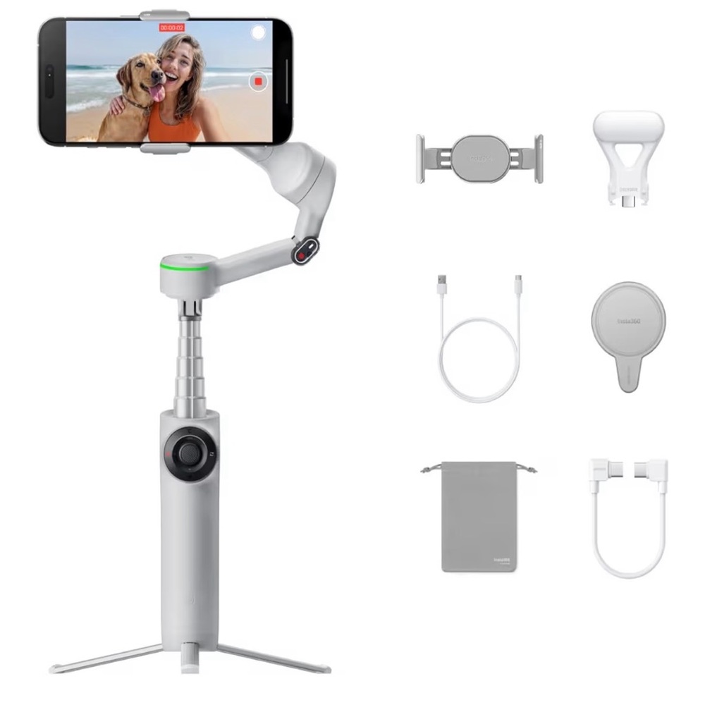 White Smartphone Gimbal Stabilizer with Tripod - Smooth Video Capture